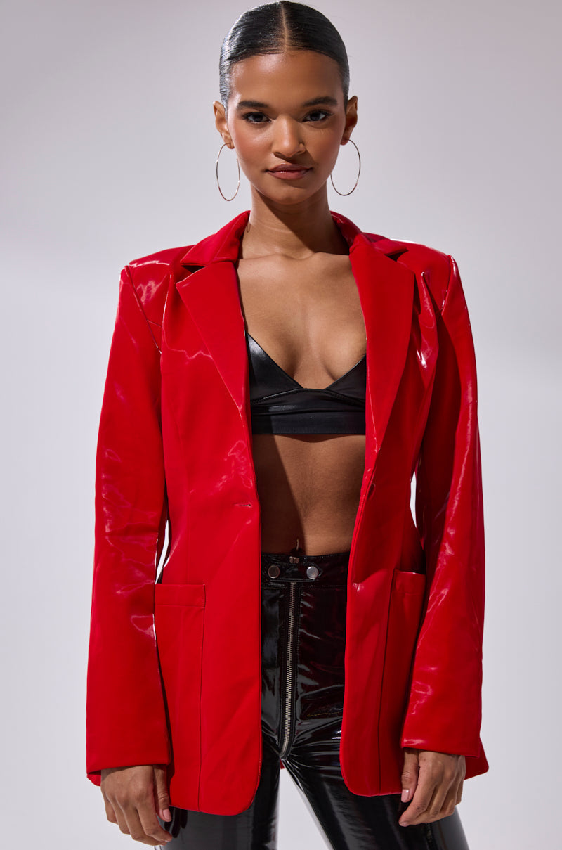 TOO SLICK LIQUID VELVET BLAZER