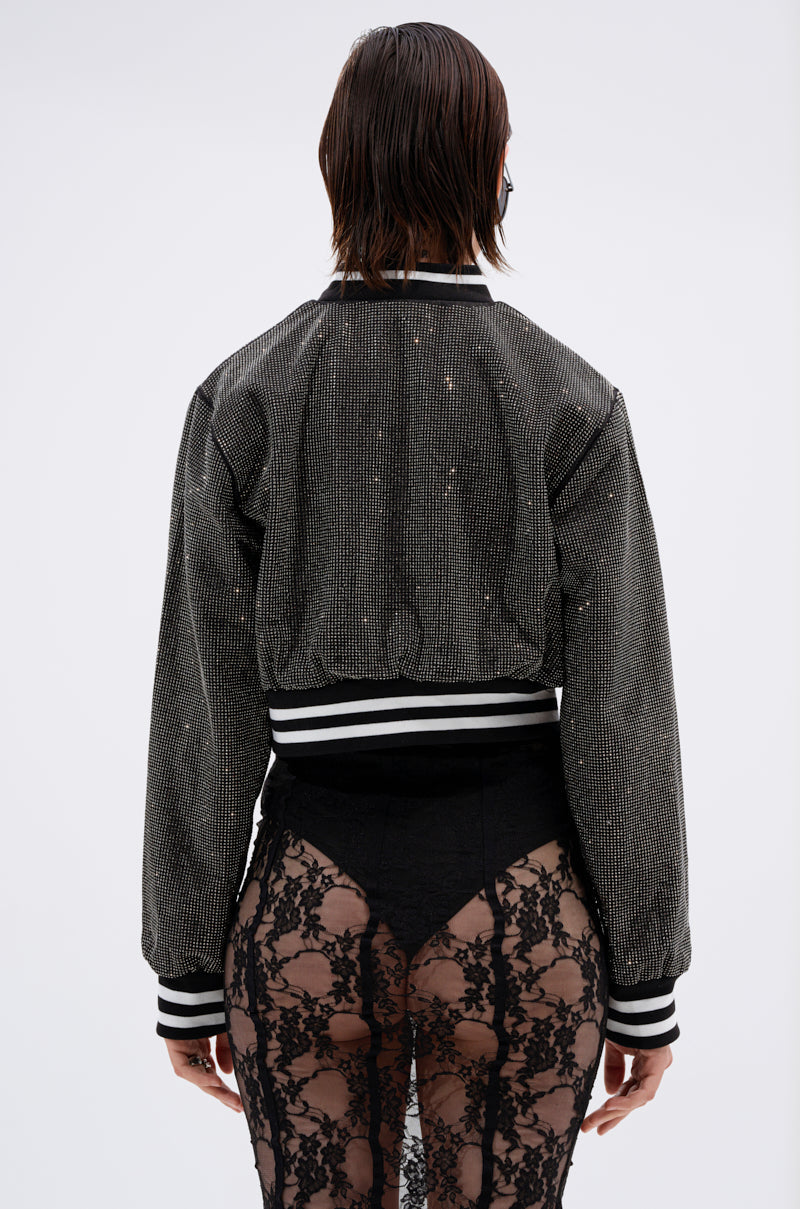 SPOTLIGHT RHINESTONE BOMBER