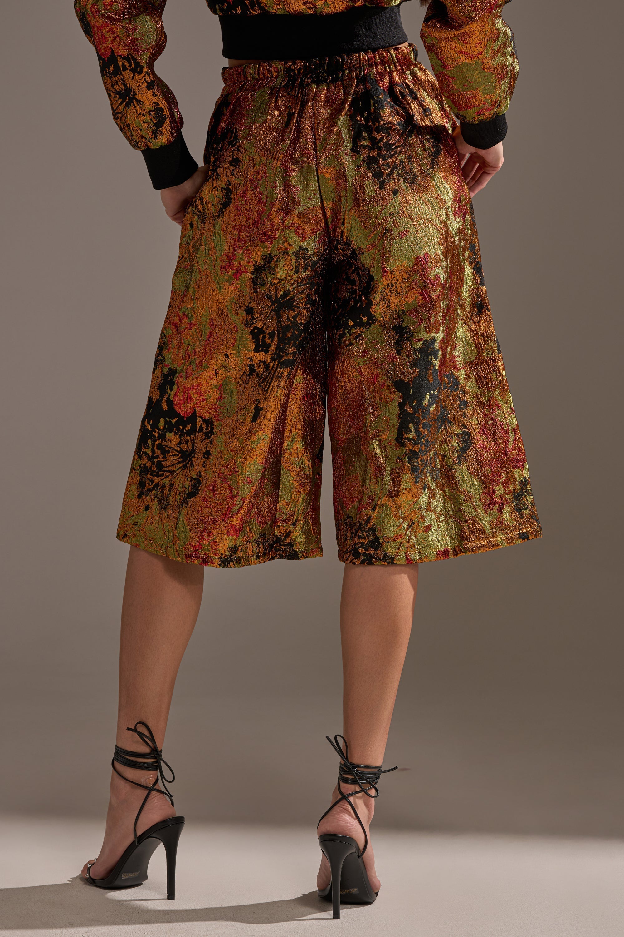 TWIN FLAME BROCADE BERMUDA SHORTS