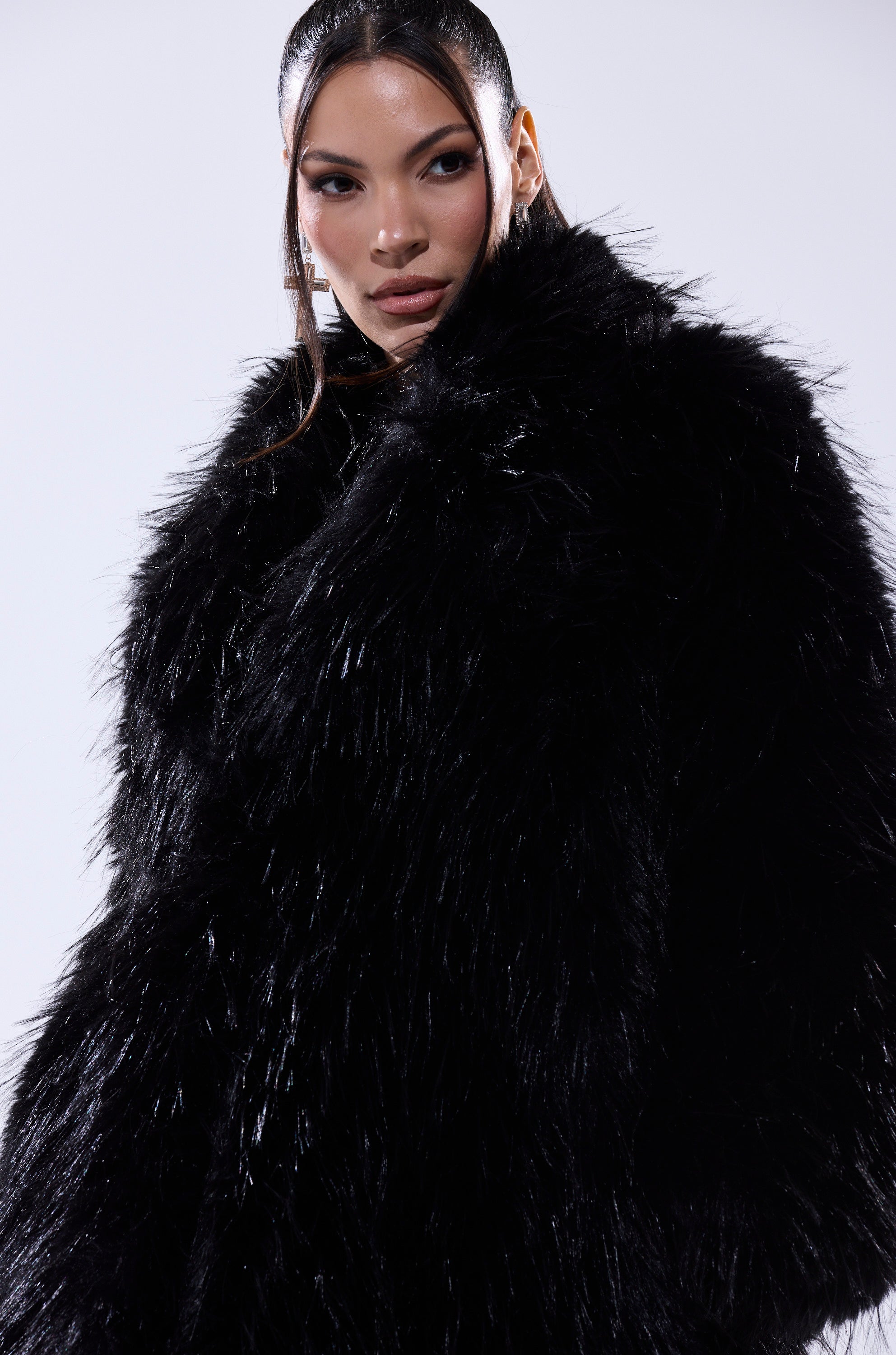 TSUNAMI FAUX FUR COAT IN BLACK