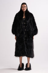 TSUNAMI FAUX FUR COAT IN BLACK