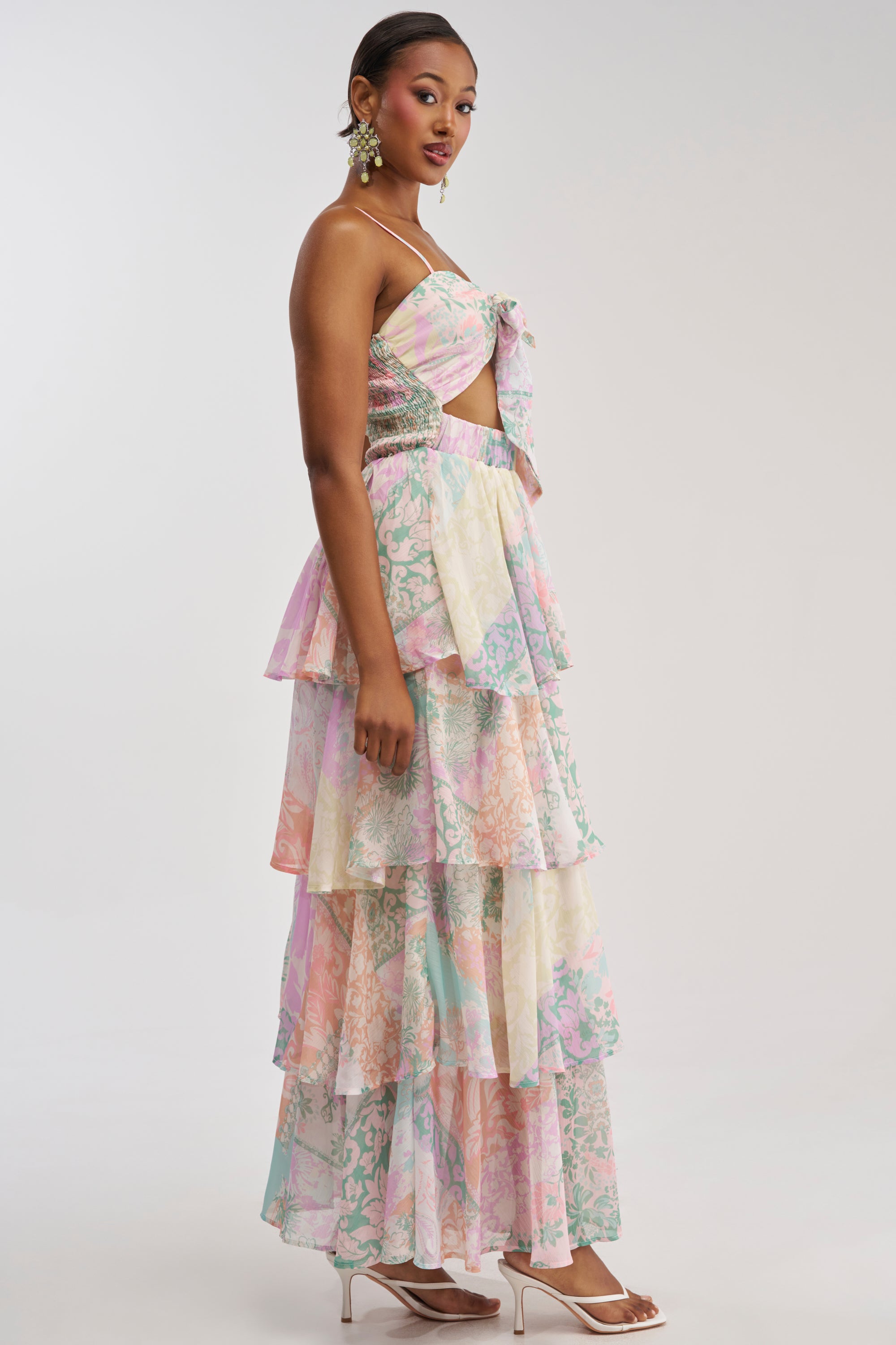 DAY DREAMER MULTICOLORED CHIFFON MAXI DRESS