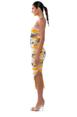 ABOUT TIME RUCHED MIDI DRESS