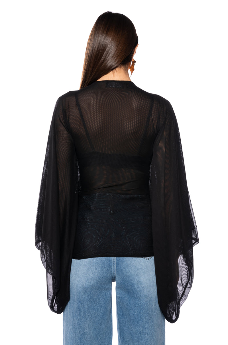 ADORE BELL SLEEVE MESH TOP