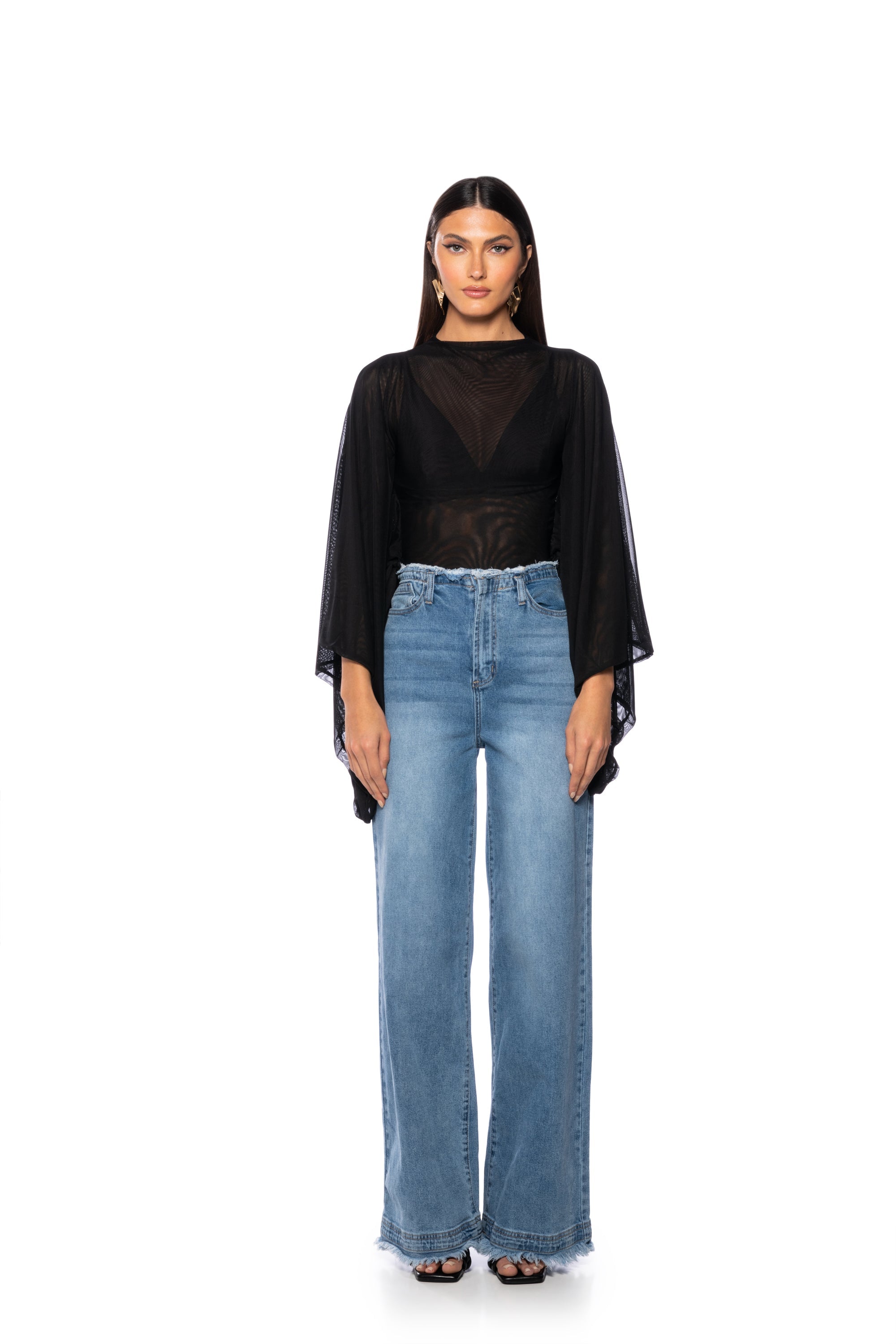 ADORE BELL SLEEVE MESH TOP