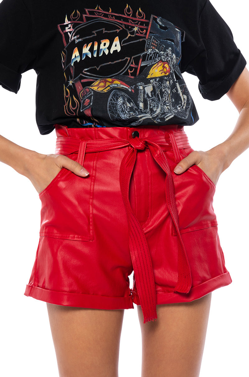 ALPHA HIGH RISE PLEATHER SHORTS