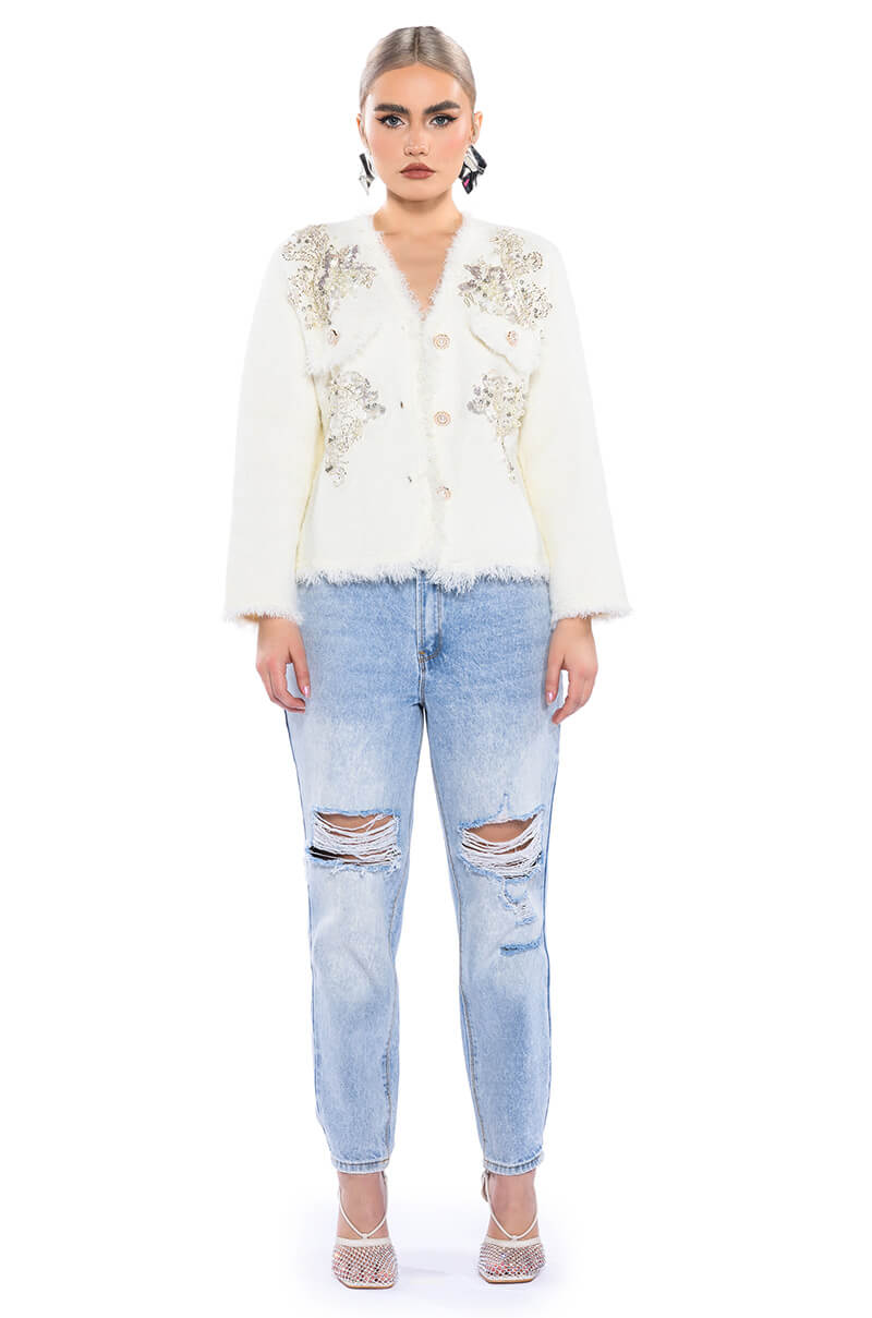 ALWAYS BLING BUTTON FRONT CARDIGAN