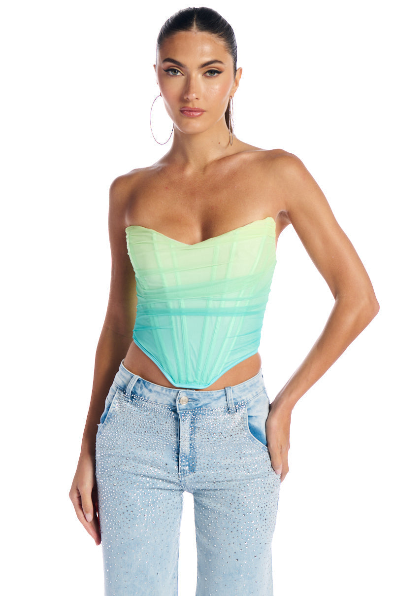 AWAY AT SEA OMBRE EFFECT MESH CORSET