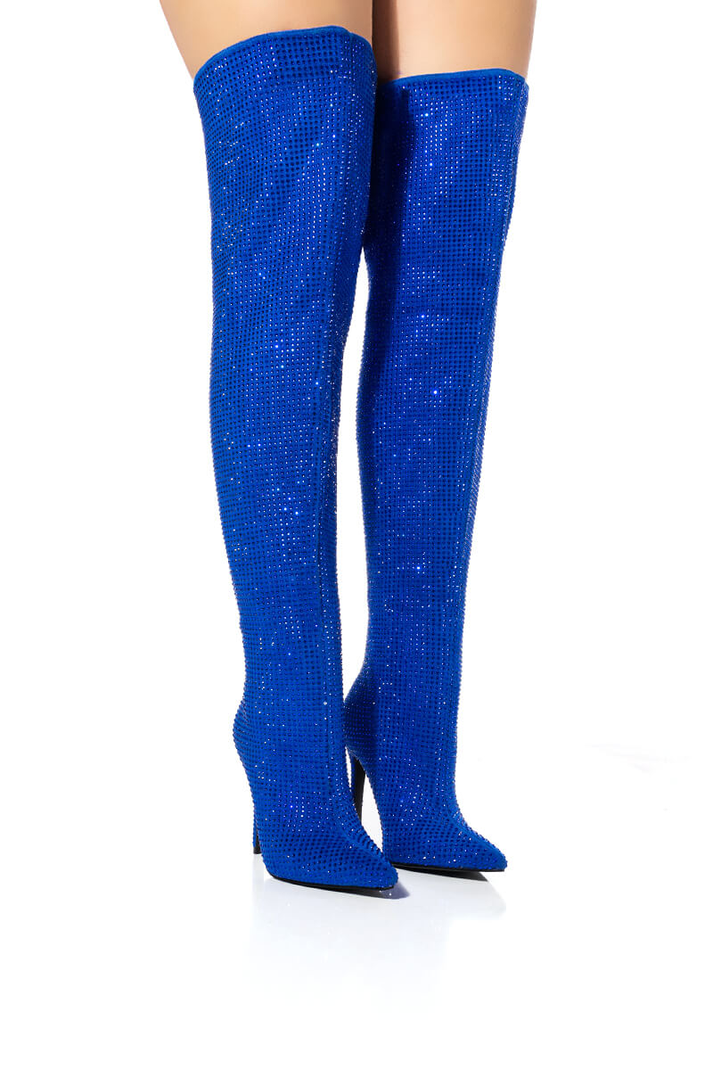 AZALEA WANG BELLA BLING STILETTO BOOT IN BLUE