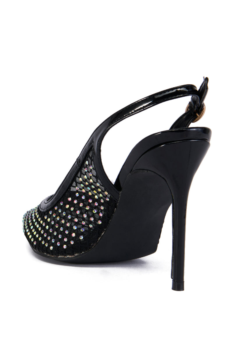 AZALEA WANG CARMINE BLACK DIAMOND MESH PUMP