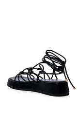 AZALEA WANG NATACHA FLAT STRAP SANDAL IN BLACK