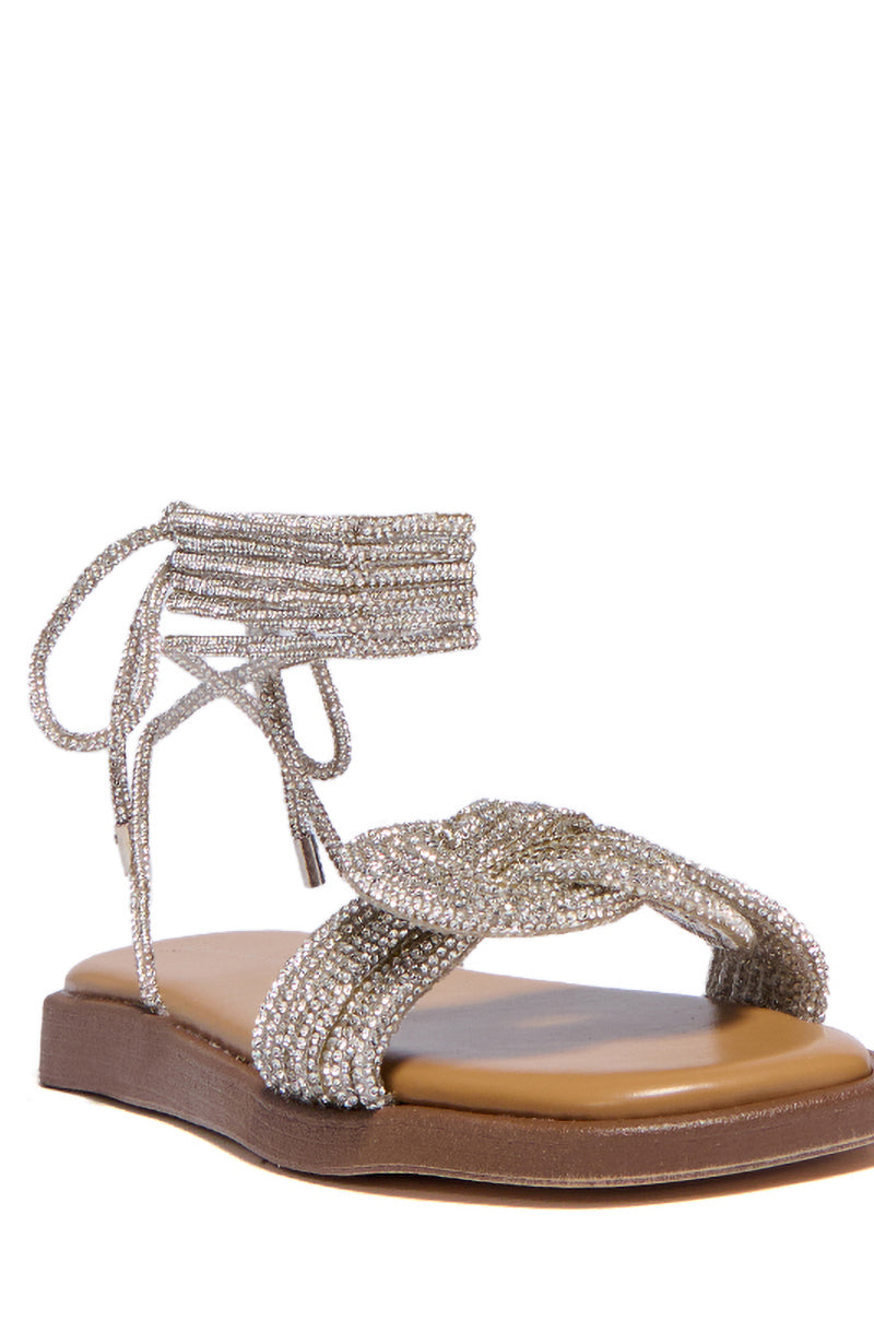 AZALEA WANG PETALED SILVER DIAMOND ROPE SANDAL