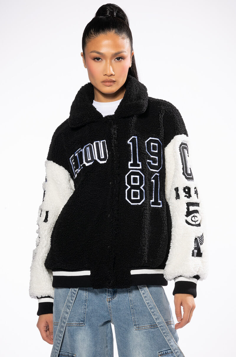 SOLO BEAR TEDDY VARSITY JACKET