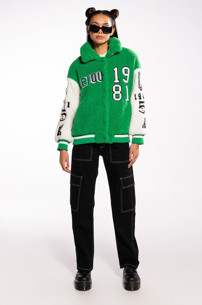 SOLO BEAR TEDDY VARSITY JACKET