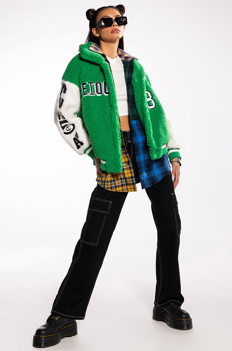 SOLO BEAR TEDDY VARSITY JACKET