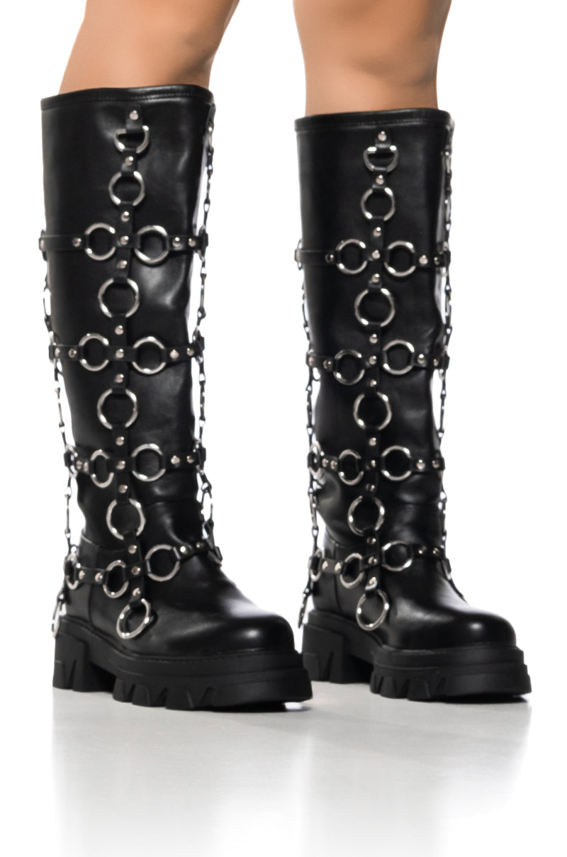 AZALEA WANG RAIMO BLACK SILVER HARDWARE BOOT