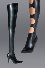 AZALEA WANG SILVIA STRETCH THIGH HIGH BOOT IN BLACK