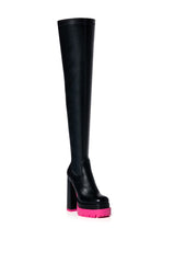 AZALEA WANG CHAR THIGH HIGH BLACK BOOT IN PINK
