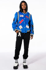 WELCOME BACK TEDDY VARSITY JACKET