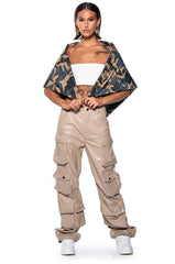 BASICALLY A MODEL PU CARGO PANT