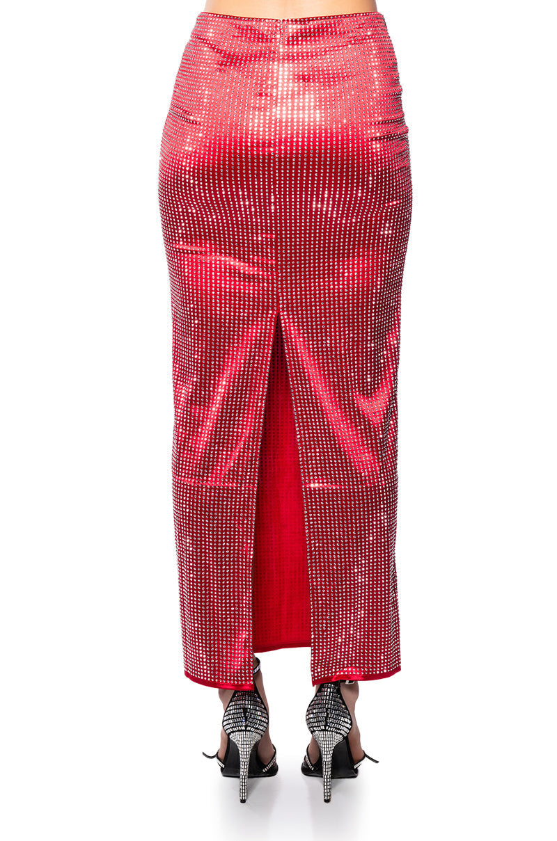 DECISION MAKER RHINESTONE MAXI SKIRT