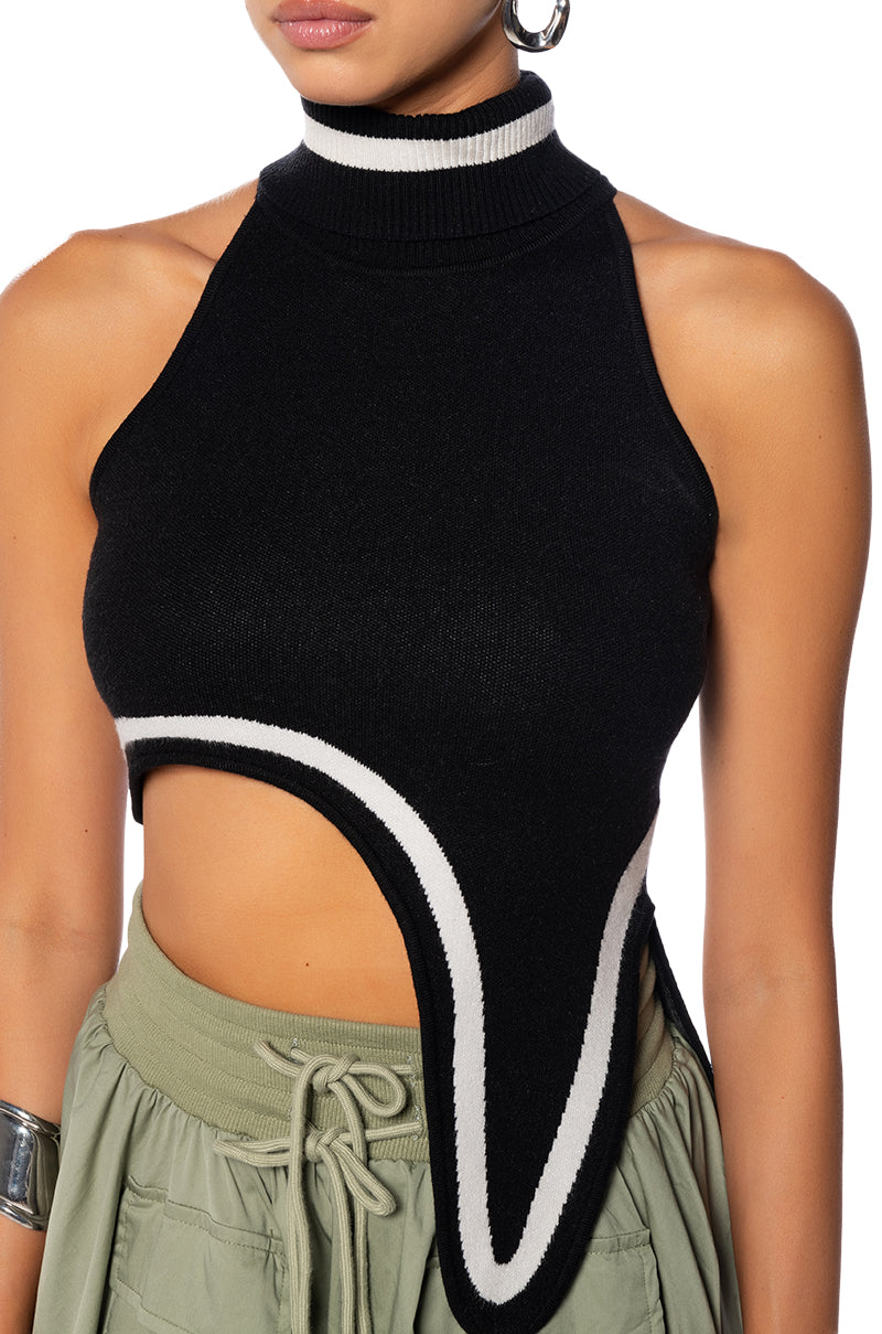 DRIP SLEEVELESS TURTLENECK SWEATER