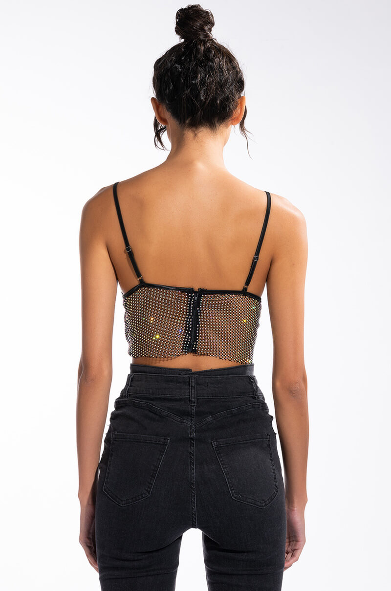 EUPHORIA RHINESTONE MESH BRALETTE