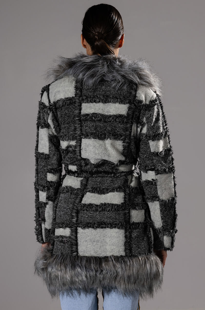 FAUX FUR WOOL MIX COAT