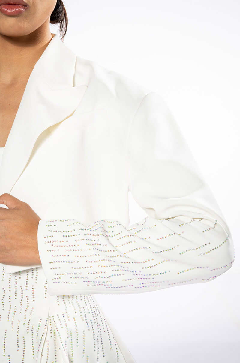 FIFTH AVE CROP RHINESTONE BLAZER