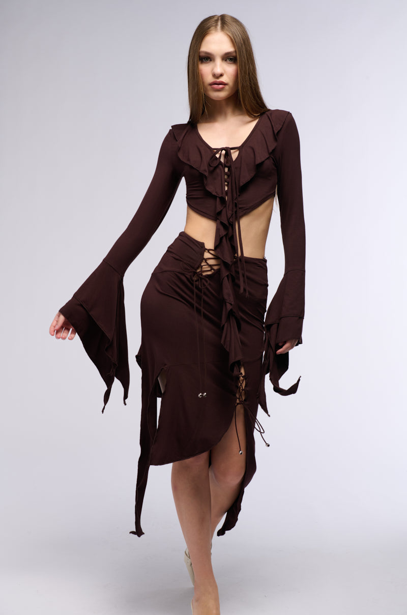 GEMMA RUFFLED MIDI SKIRT