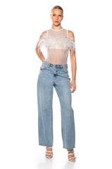 HAPPILY EVER AFTER SLEEVELESS FEATHER TOP