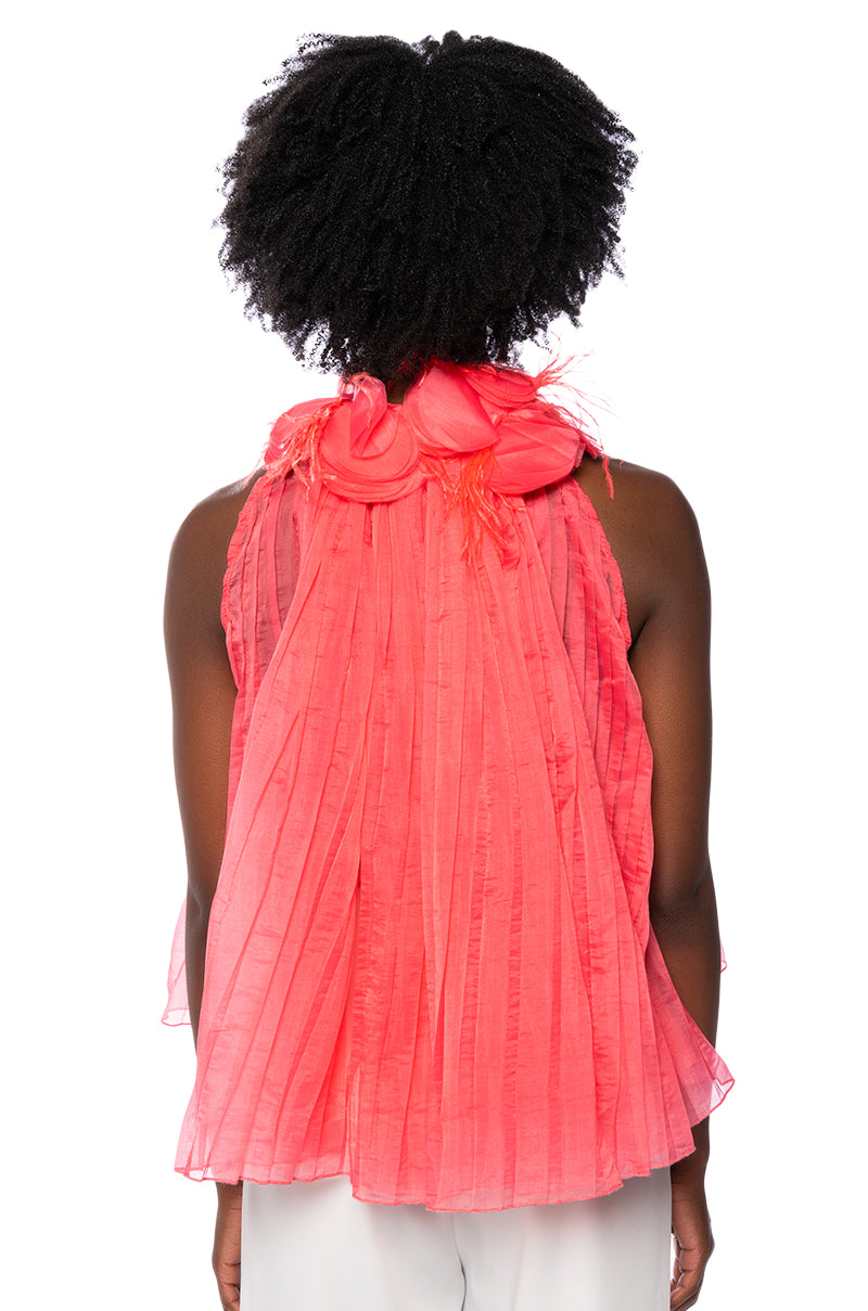 HAUTE SLEEVELESS PLEATED BLOUSE