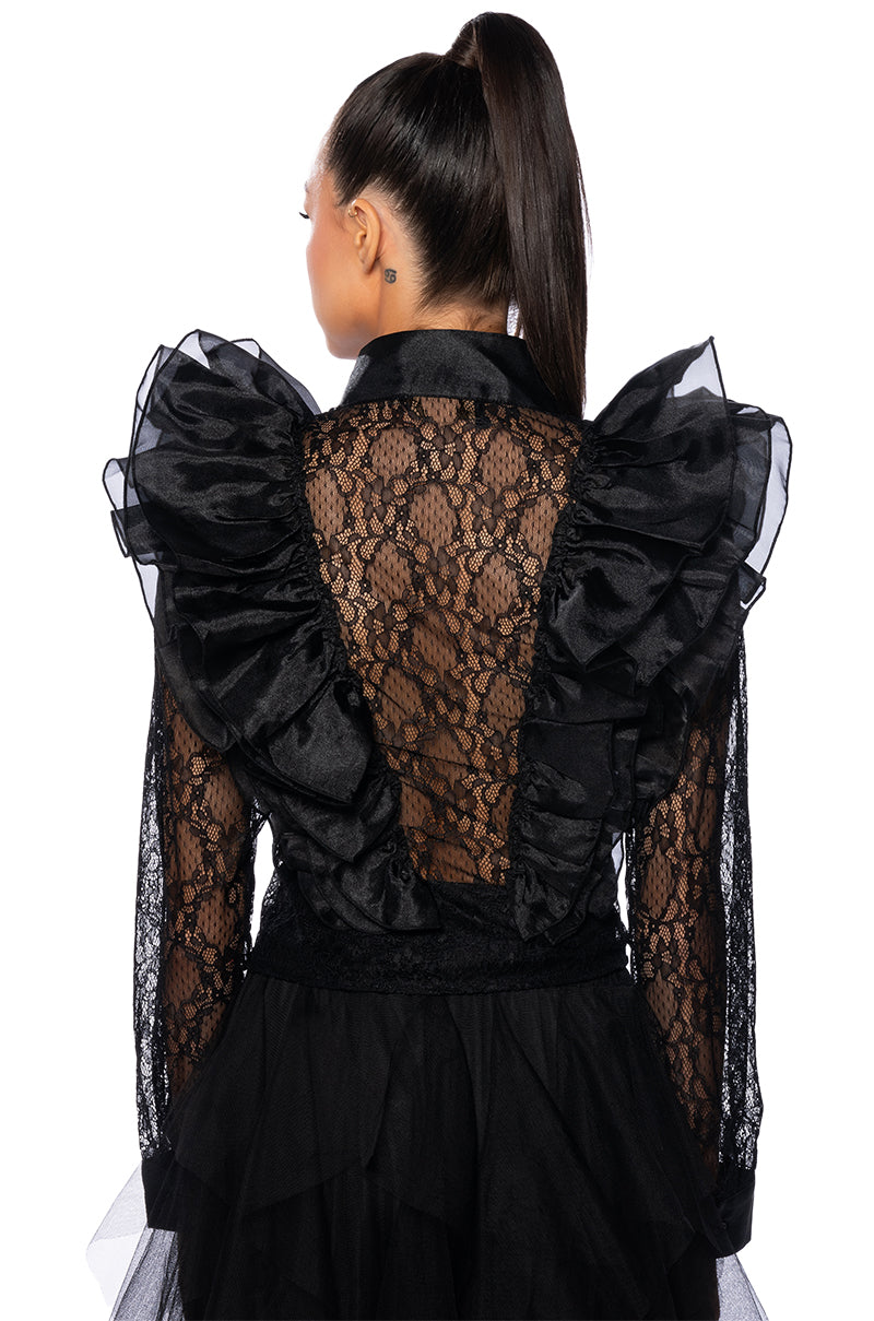 HOLLY LACE RUFFLED DETAIL BLOUSE