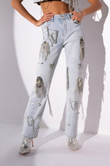 HOUDINI EMBELLISHED WIDE LEG JEAN