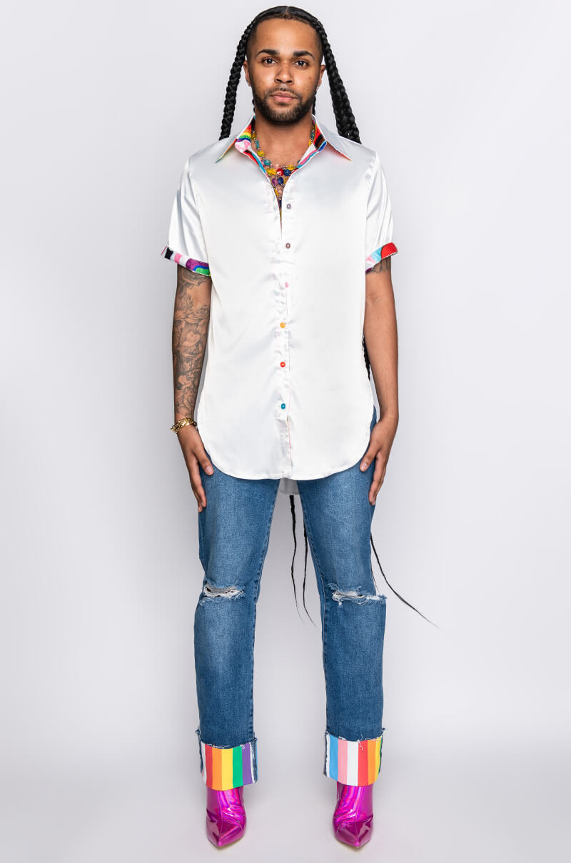 I AM ME TIGER SLIGHTLY DISTRESSED DENIM
