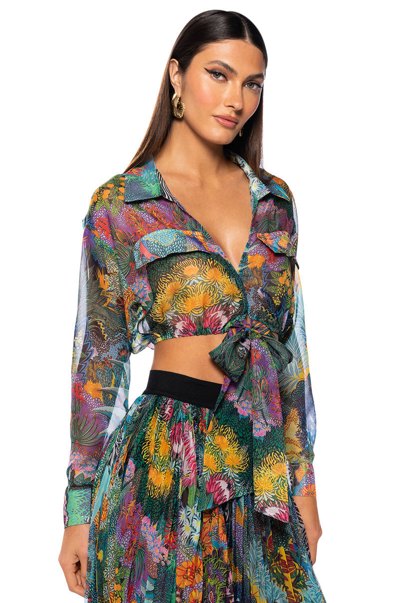 KERRIE SHEER TIE FRONT TOP