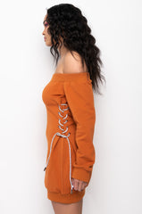 KILL EM WITH KINDNESS OFF THE SHOULDER MINI DRESS
