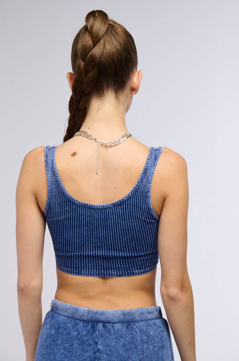 KIMBERLY MINERAL WASH CORSET TANK IN BLUE