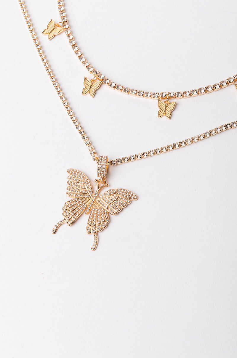 LADY BUTTERFLY TWO CHAIN NECKLACE
