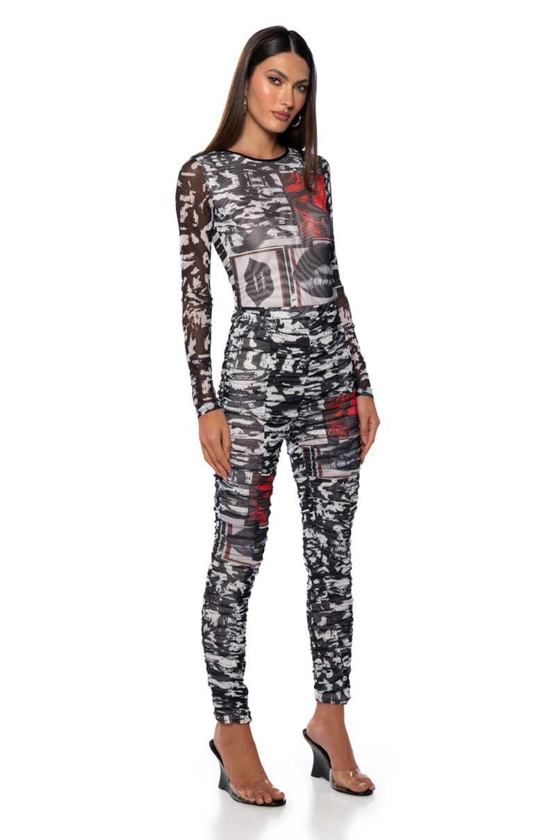 LIPS ARE SEALED LONG SLEEVE MESH T SHIRT