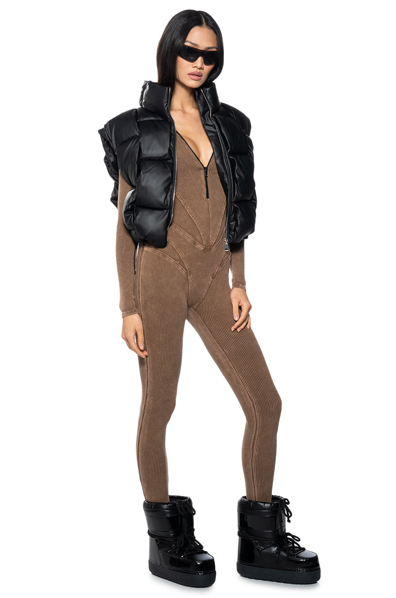MADDELYN ZIP FRONT LONG SLEEVE CATSUIT