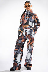 MAIN SQUEEZE PRINTED SCUBA WIDE LEG JOGGER