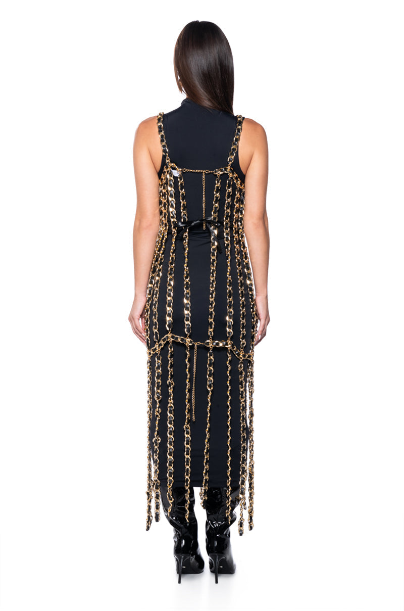 MARLOWE ALL OVER CHAIN MAXI DRESS