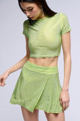 MAXIMUM SHIMMER RHINESTONE MINI SKIRT