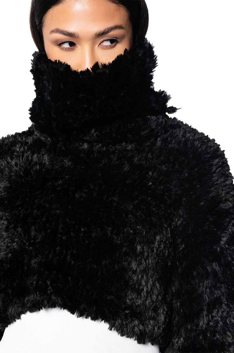 ME OR YOU FUZZY CROPPED TURTLENECK SWEATER