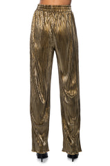 NOEL PLEATED METALLIC PALAZZO PANT