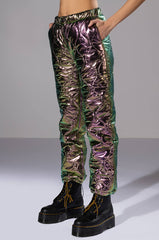 NOT A CARE METALLIC QUILTED PANT