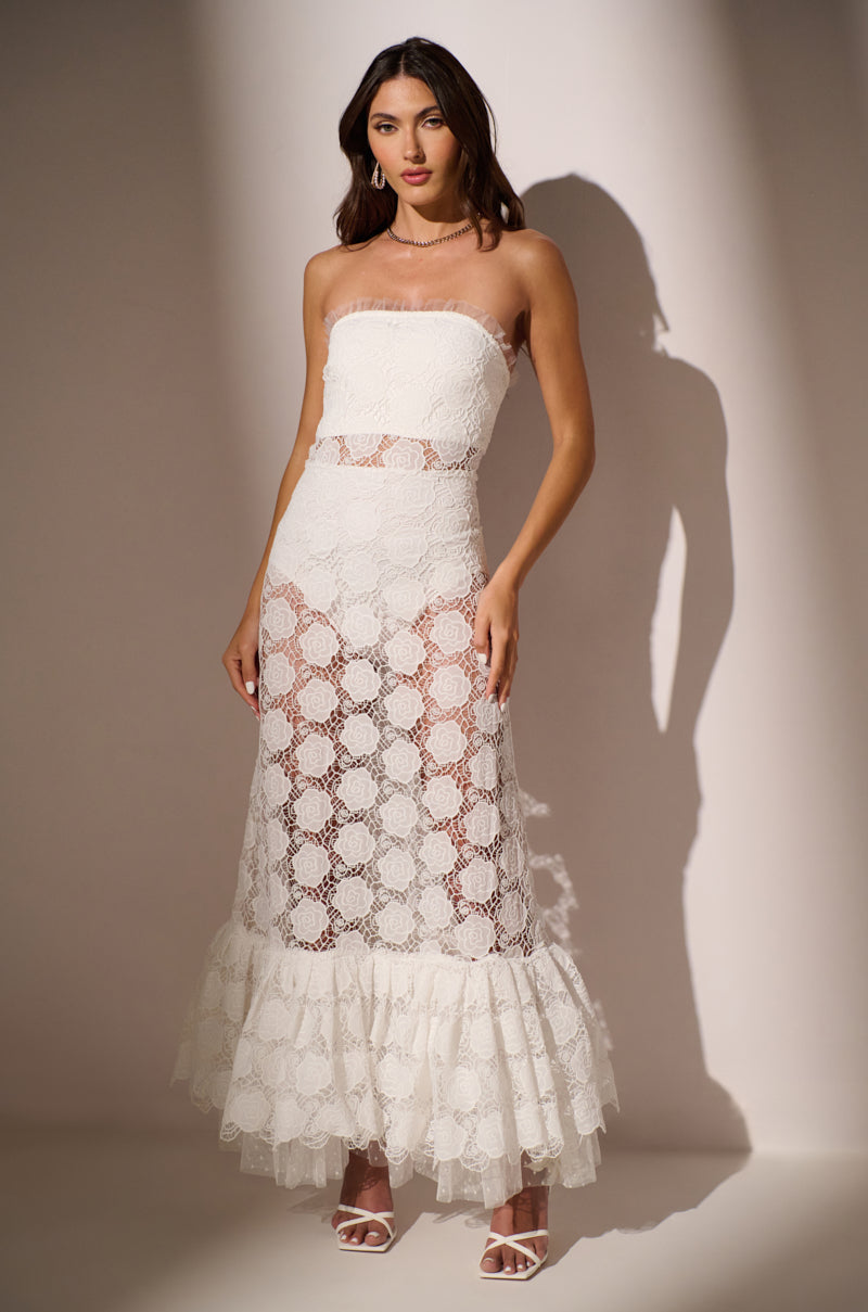 ON AN ISLAND LACE MIDI DRESS