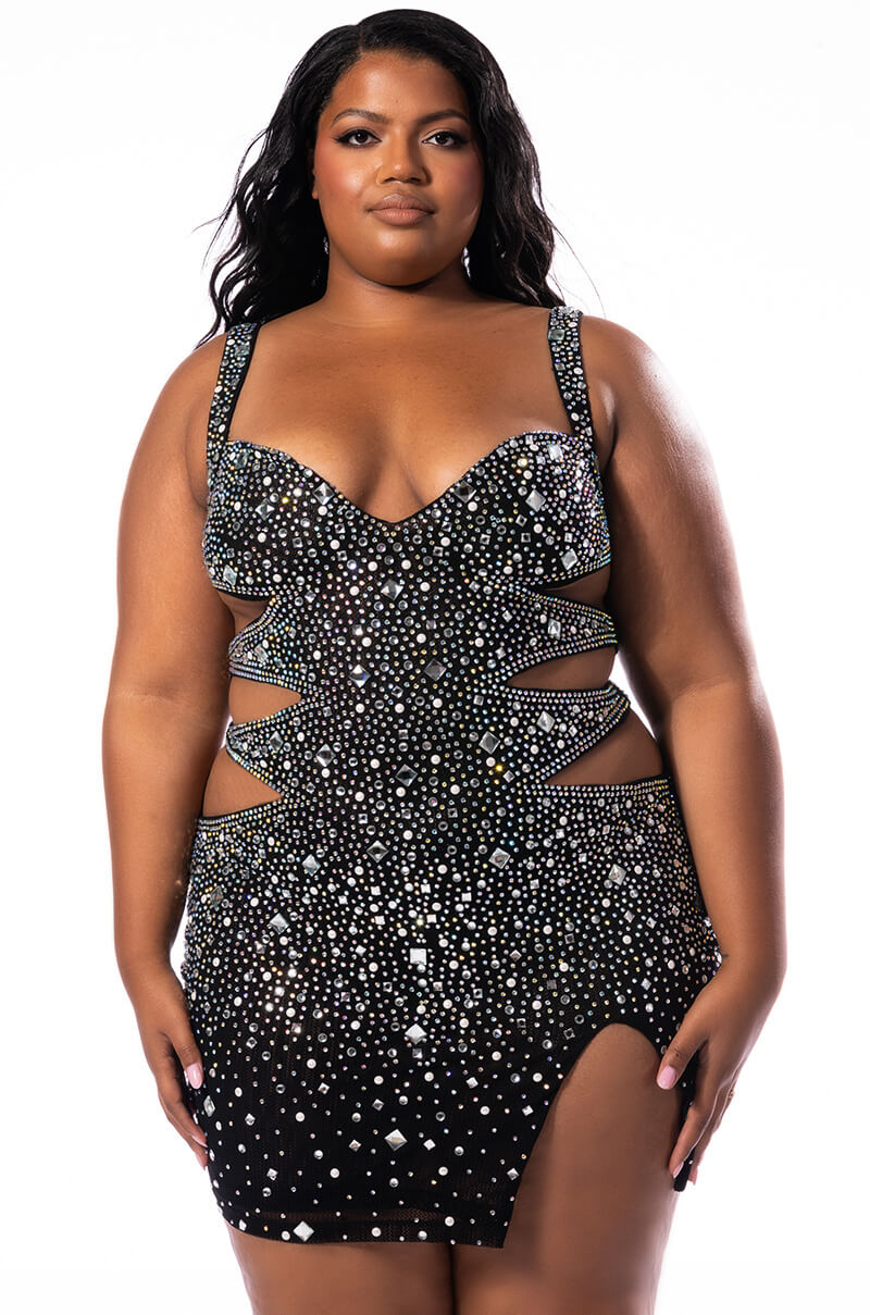 PLUS BADDIE CUT OUT MESH MINI DRESS