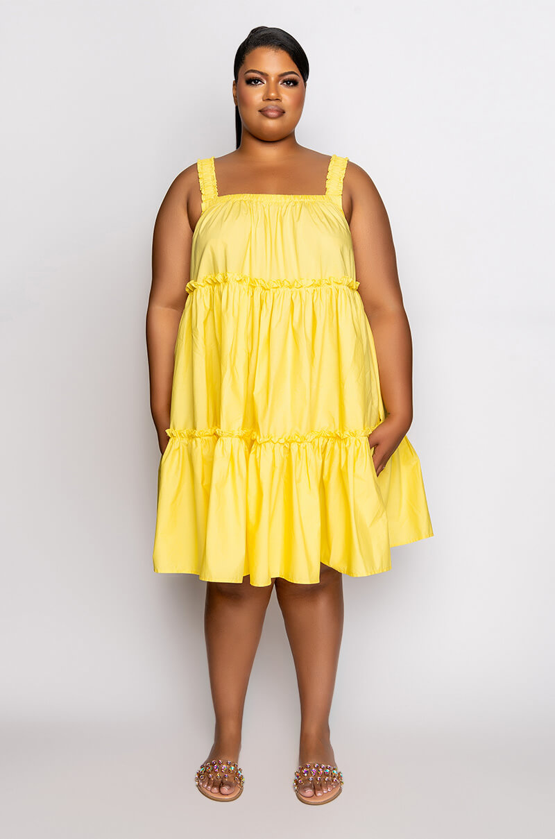 PLUS DREAMER RUFFLE MINI DRESS